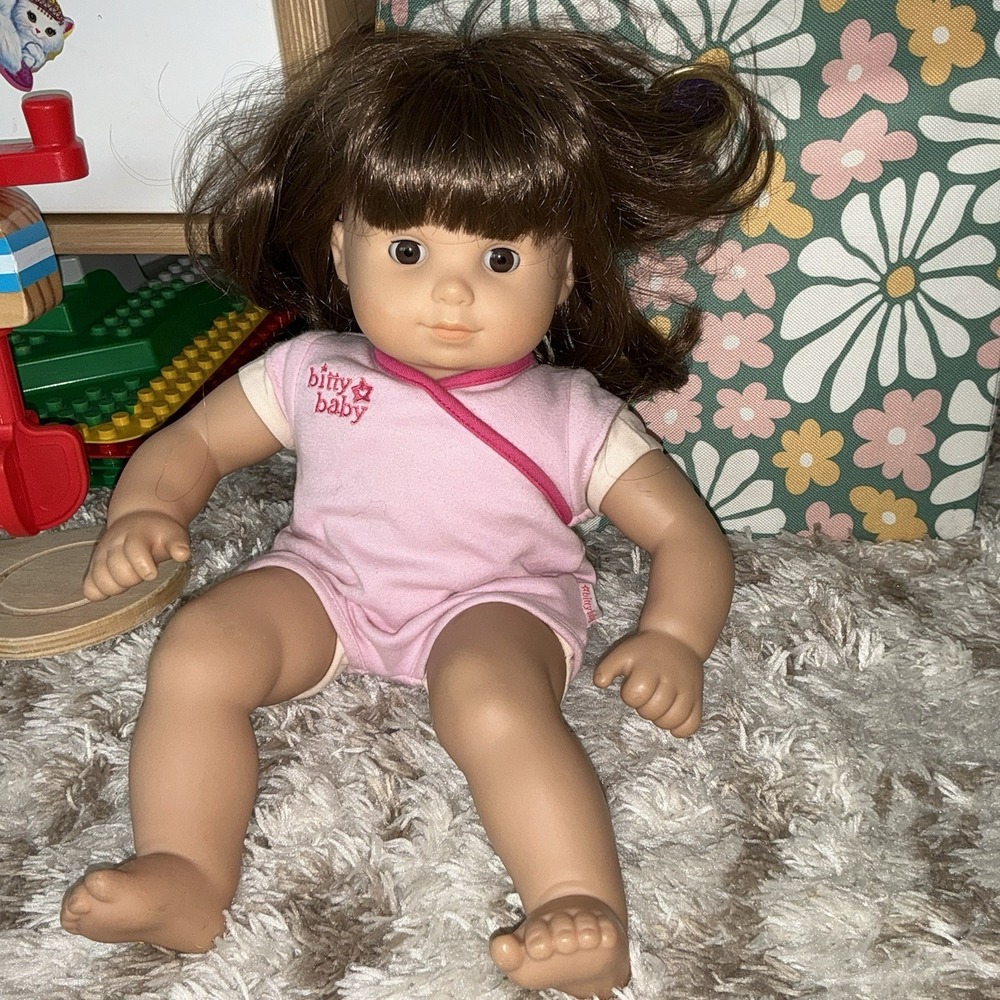 American Girl Bitty Baby Brunette Toddler Twin One Doll Vintage Pink Onsie